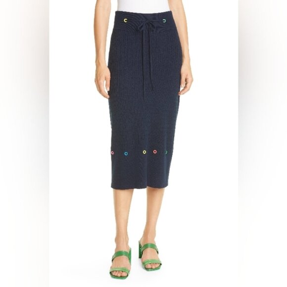 Staud Skirt Linen Knit Pencil Midi - Picture 8 of 9